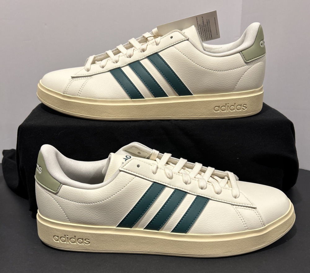 Adidas Grand Court 2.0 Sneakers White Green Size 13 BRAND NEW W OG BOX